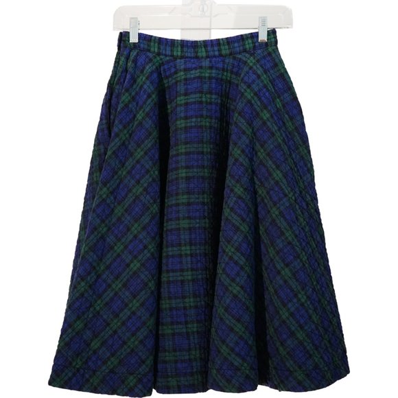 Vintage 1950s Ilene Ricky Quilted Poodle Skirt Blue & Green Plaid - Picture 2 of 9